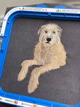 Load image into Gallery viewer, Embroidery of a dog on a dark gray fabric