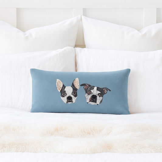 The 2-Pet Portrait Lumbar Pillow Cover