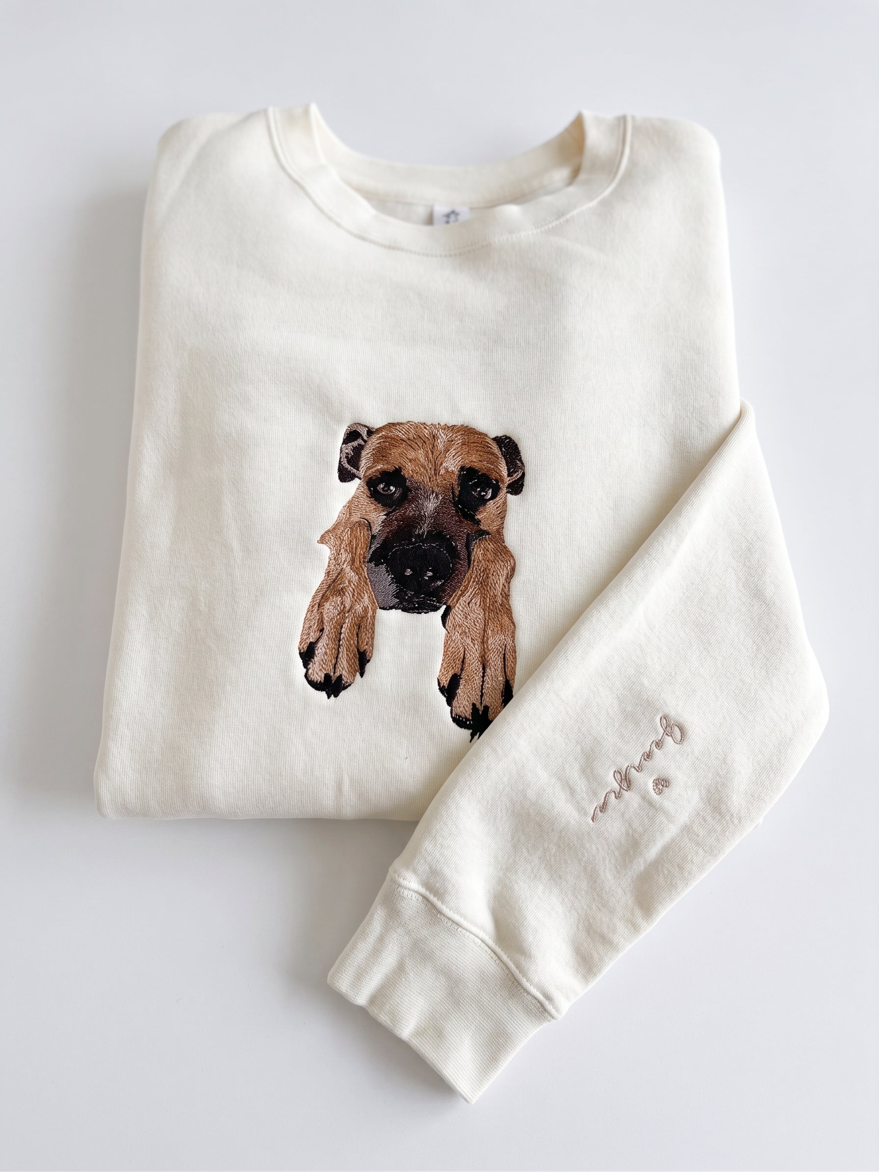 Embroidered Sleeve Name Add-On for Pet Portrait Sweatshirt