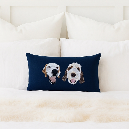 The 2-Pet Portrait Lumbar Pillow Cover