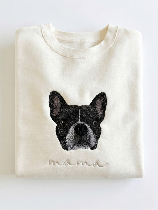 Mother's day sweatshirt gift pet portrait embroidery  