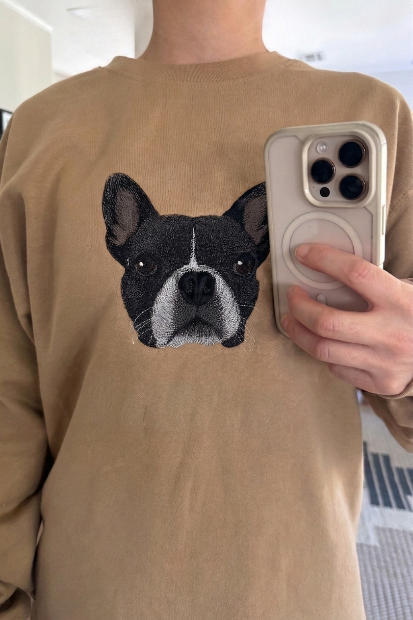 Custom dog embroidered sweatshirt Frenchie