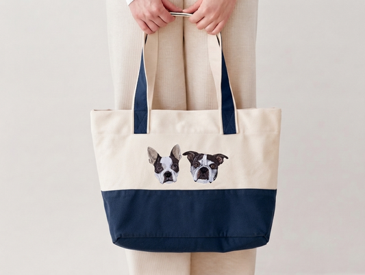 The 2-Pet Portrait Canvas Tote Bag