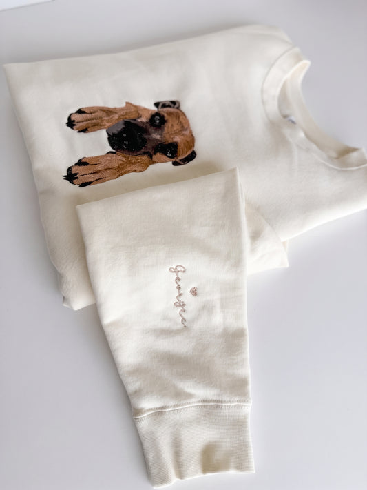 Embroidered Sleeve Name Add-On for Pet Portrait Sweatshirt